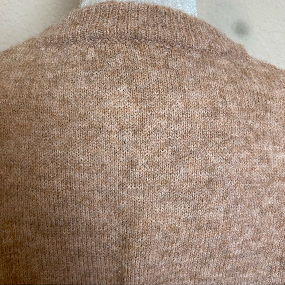 Polagram The Liza Floral Grandma Sweater Women's Tan w/Floral Embroidery Medium - Picture 8 of 12